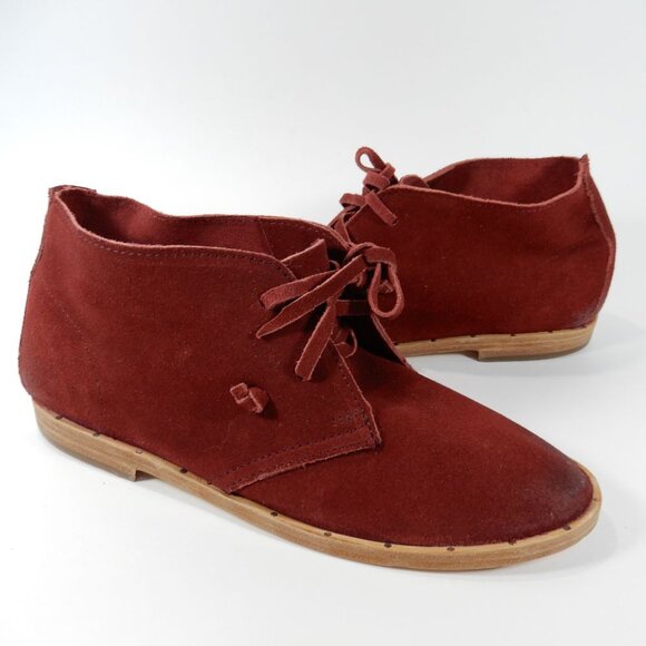 Beek Bunting Lace Up Chukka Flat Booties Size 7.5 Burgundy Red Suede NEW $375 - Picture 6 of 10